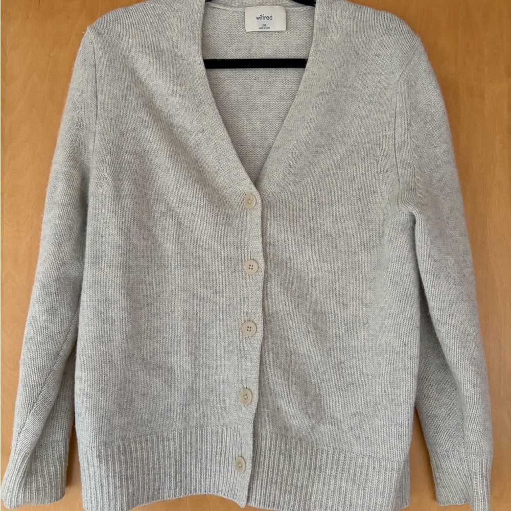 Aritzia Wilfred Light Gray 100% Cashmere Women's Cardigan XXS